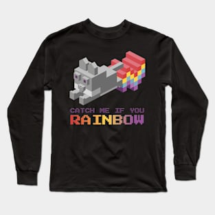 Rainbow Pixel Purr-fection - Make Any Kid's Day Colorful Long Sleeve T-Shirt